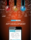 App Development Concept Background with Doodle design style Royalty Free Stock Photo