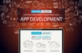 App Development Concept Background with Doodle design style Royalty Free Stock Photo