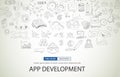 App Development Concept with Doodle design style Royalty Free Stock Photo