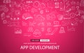 App Development Concept with Doodle design style Royalty Free Stock Photo