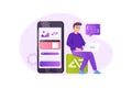 App development concept in flat style with people scene.