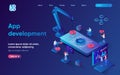 App development concept isometric landing page Royalty Free Stock Photo