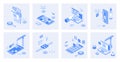 App development 3d isometric concept set with isometry icons design for web. Collection of mobile programming process, interface Royalty Free Stock Photo