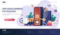 App development flat landing page template. Mobile application design, prototyping and programming web banner. Software Royalty Free Stock Photo