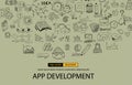 App Development Infpgraphic Concept Background with Doodle design Royalty Free Stock Photo
