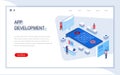 App development isometric landing page Royalty Free Stock Photo