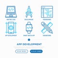 App development thin line icons set Royalty Free Stock Photo