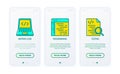 App development thin line icons set: writing code, programming, testing usability. Modern vector illustration for user app Royalty Free Stock Photo
