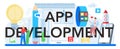 App development typographic header. Modern technology and smartphone