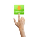 App download button with real hand Royalty Free Stock Photo