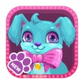 App icon with cute cartoon little blue dog. Royalty Free Stock Photo