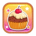 App icon with cute sweet cartoon cupcake