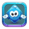 App icon with funny cute blue rhombus