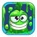 App icon with funny green slimy monster. Royalty Free Stock Photo