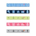 App icon layout bottom position on smart phone device with different color. flat icon