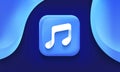 App icon. Music sign. Square shape. Mobile UX/UI. Blue color with gradient. Glossy beautiful button. User interface. Stylish Royalty Free Stock Photo