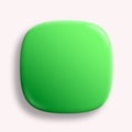 App icon superellipse, glossy pastel vector background. 3D squircle button with green holographic gradient and realistic