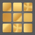 App icons background set. Golden metal button icons Royalty Free Stock Photo