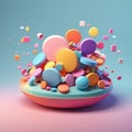 App Icons 3D Render: Isometric, Floating, Pastel, UI UX Royalty Free Stock Photo