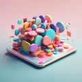 App Icons 3D Render: Isometric, Floating, Pastel, UI UX Royalty Free Stock Photo