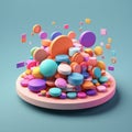 App Icons 3D Render: Isometric, Floating, Pastel, UI UX Royalty Free Stock Photo