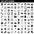 100 app icons set, simple style