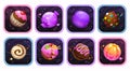 App icons with yummy sweet planets into the colorful frames.