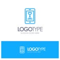 App, Mobile, Love, Lover Blue Logo Line Style