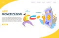 App monetization vector website landing page design template