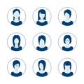 App or profile anonymous user icon set. Set of female person avatar template. User icons collection