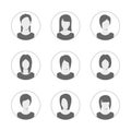 App or profile user icon set. Set of women avatar template. User icons collection. Symbol of people for website avatar. Vector