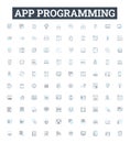 App programming vector line icons set. App, Programming, Coding, Development, iOS, Android, Design illustration outline Royalty Free Stock Photo