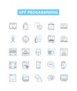 App programming vector line icons set. App, Programming, Coding, Development, iOS, Android, Design illustration outline Royalty Free Stock Photo