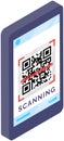 App for scanning qr code via mobile phone scanner device. Information data barcode, QR verification Royalty Free Stock Photo