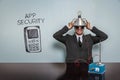 App Security text with vintage businessman Royalty Free Stock Photo