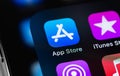 App Store, iTunes mobile icon apps on screen Royalty Free Stock Photo