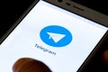 App Telegram messenger on the smartphone Royalty Free Stock Photo