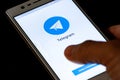 App Telegram messenger on the smartphone