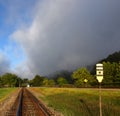 Appalachian Mountain Sunrise on Railroad Tracks Royalty Free Stock Photo