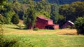 Appalachian Mountains Farm Scene With Red Barn