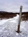 Appalachian Trail Sign Post, Winter, Grayson Highlands State Park, Virginia Royalty Free Stock Photo