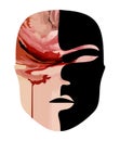 Appalling mask of blood terrible face. terrible things at Halloween Royalty Free Stock Photo