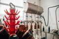 Apparatus for bottling beer in a private brewery. Royalty Free Stock Photo