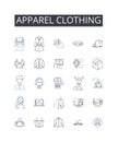 Apparel clothing line icons collection. Integrity, Empathy, Perseverance, Courage, Hsty, Responsibility, Dedication