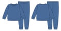 Apparel pajamas technical sketch. Dark blue color. C