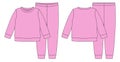 Apparel pajamas technical sketch. Girls cotton sweatshirt and pants Royalty Free Stock Photo