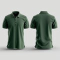 Apparel presentation Dark green polo shirt mockup, front and back