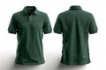 Apparel presentation Dark green polo shirt mockup, front and back
