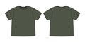 Apparel technical sketch unisex oversize t shirt. T-shirt design template. Khaki green color