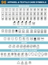 Apparel and textile clothing laundry care symbol icon design set. clothing care labels and tags symbol, washing care guide symbols Royalty Free Stock Photo